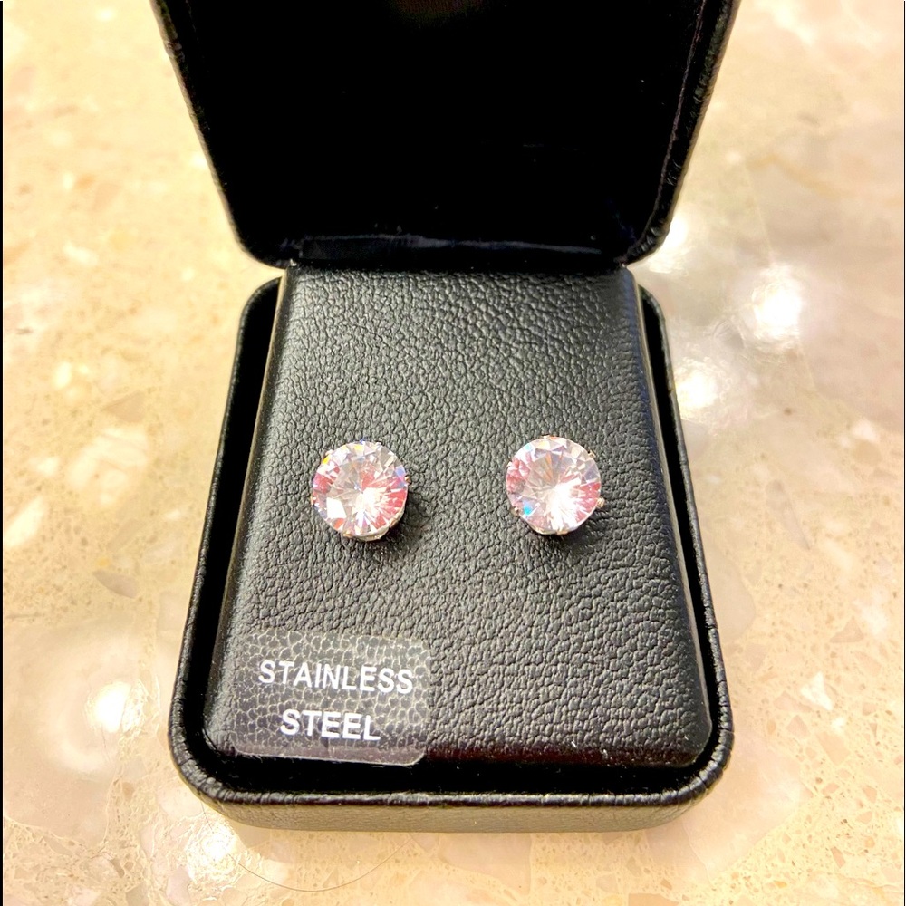 Zirconia Stainless Steel Earrings Unisex